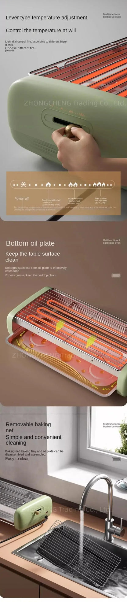 New Electric Oven Household Indoor Grill Grill Skewer Machine Smokeless Barbecue Pot Electric Grill Pan Barbecue Pot.