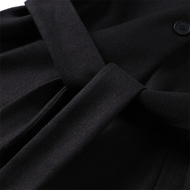 Winter warme Schnürung Damen mantel einfarbig Vintage Einreiher Mantel Mode Herbst Damen jacken neue Retro-Oberbekleidung.