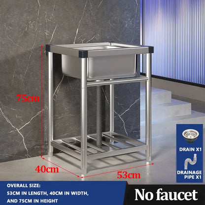 Wash Basin 304 Stainless Steel Sink with Bracket Single/double Sink Wash Basin For Kitchen, Garage, Laundry and Basement