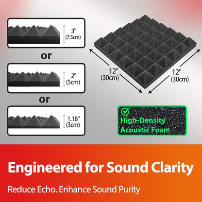 TOUO Acoustic Foam 6-48 Pcs Sound Proof Wall Panels High Density Studio Sound Absorbing Material Acoustic Foam Home Decoration