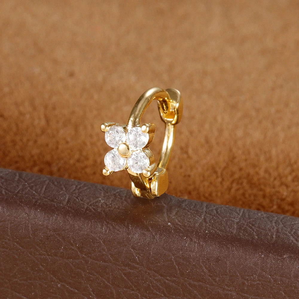 1Pc Stainless Steel Small CZ Hoop Cartilage Earrings Tiny Cross Tragus Rook Daith Earring Tragus Helix Rook Ear Piercing Jewelry