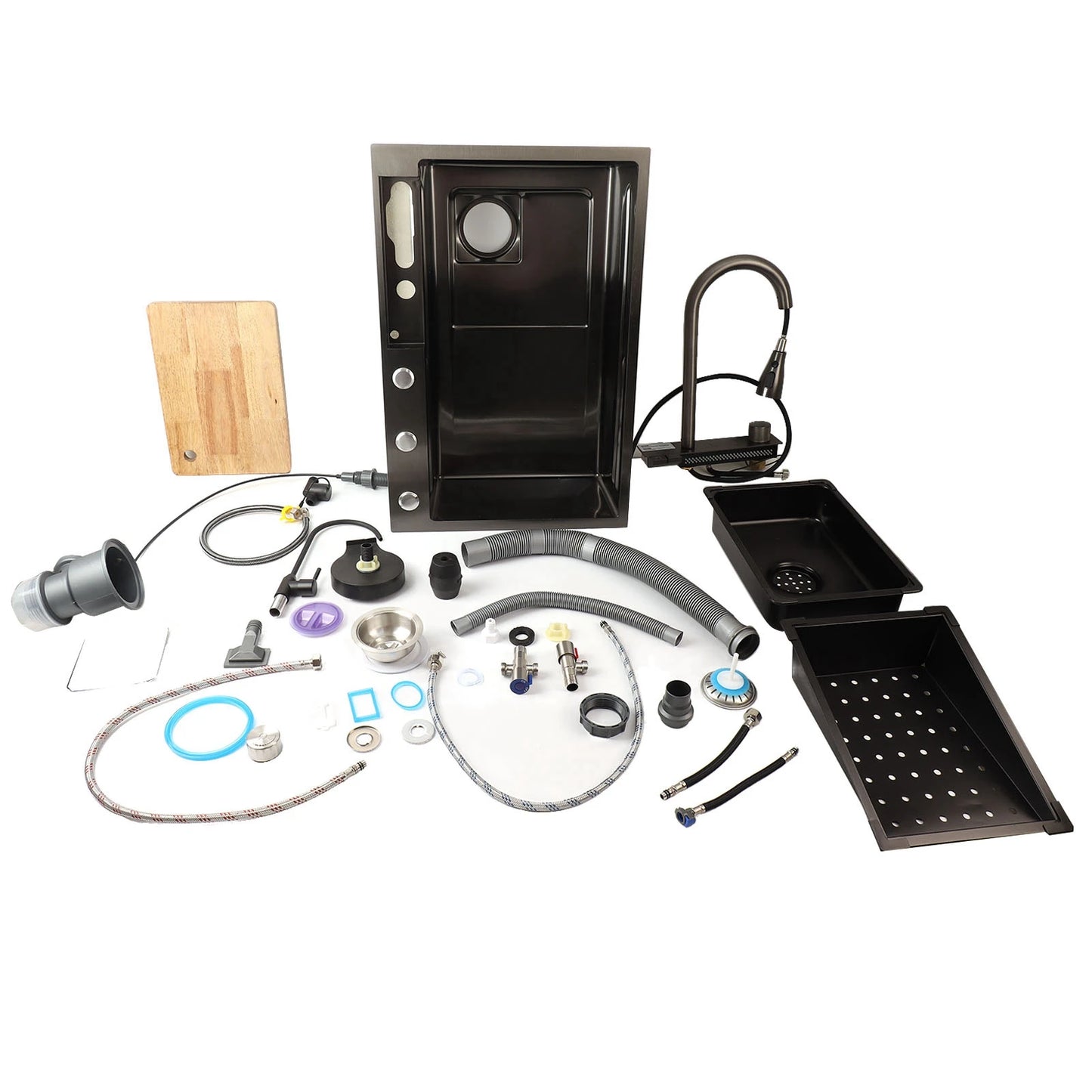 Küchenspüle unter der Theke, 68 x 45 cm, verdickter Edelstahl, Digitalanzeige, Küchenspüle, Küchenspüle, Unterbauwaschbecken