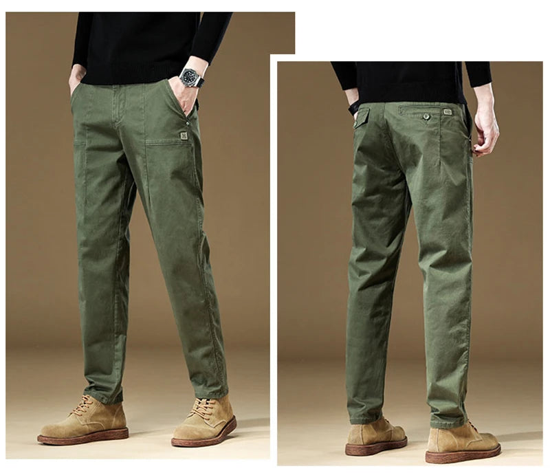 97% Cotton Men Casual Trousers Solid Color Slim Fit Men's Pants New Winter Autumn High Quality Classic Business Pant Male.
