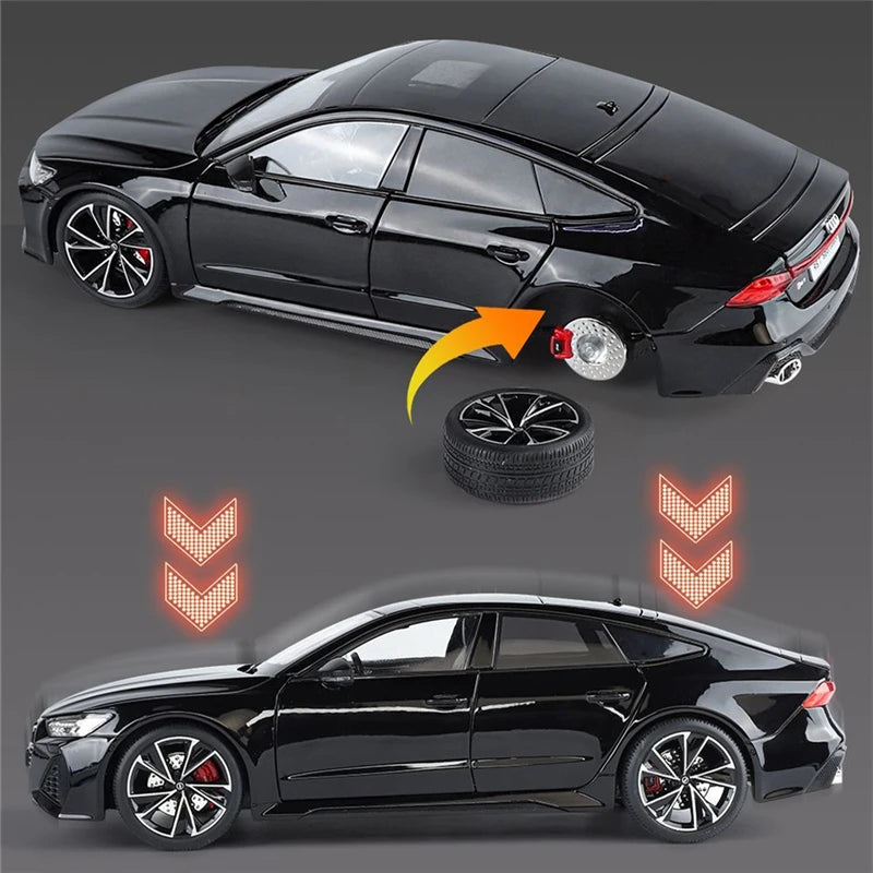 1:18 Key Remote Control Version AUDI RS7 Alloy Sports Car Model Diecast Metal Racing Vehicle Car Model Sound Light Kids Toy Gift.
