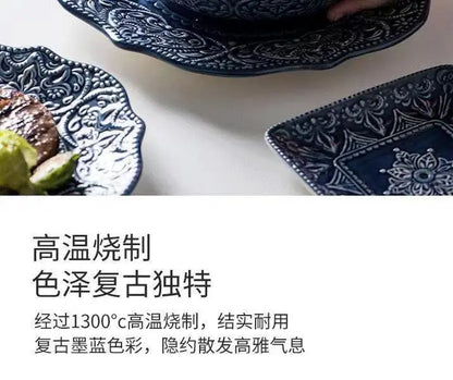 1pcs Western Dinner Plates Ceramic Dishes Tableware Dinnerware Steak Dessert Noodle Cup Serving Baroque Northern Europe.