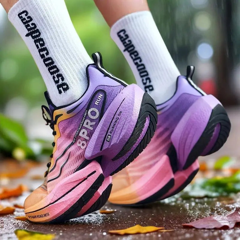 Men's Running Shoes Carbon Plate Racing Marathon Athletic Shoes Cushioned Comfortable Road Sneakers Teenage Training Shoes.