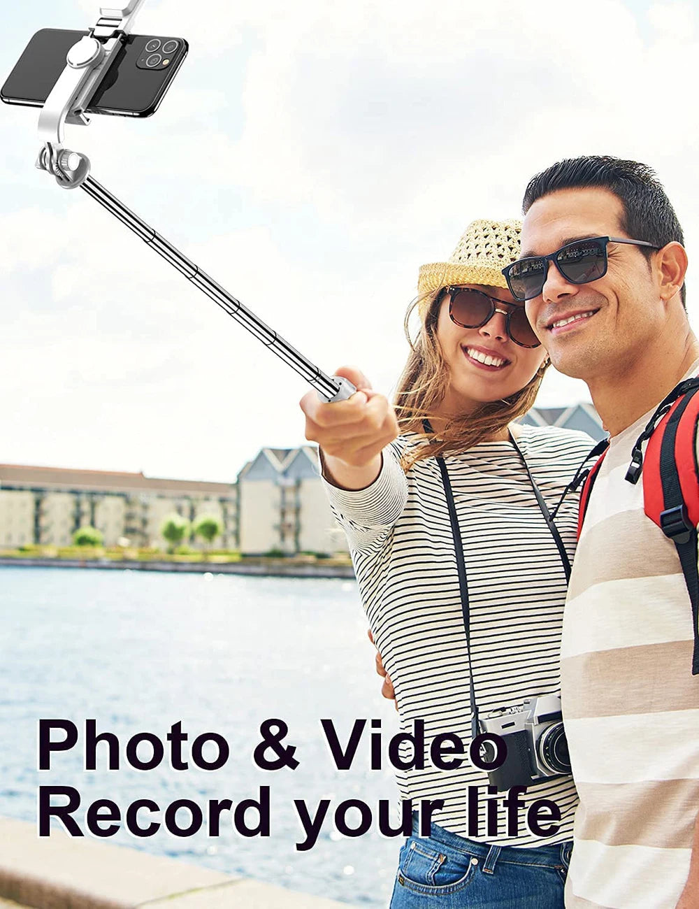 Wireless Bluetooth Selfie Stick Foldable Portable Tripod with Fill Light Shutter Remote Control for Android iPhone Smartphone.