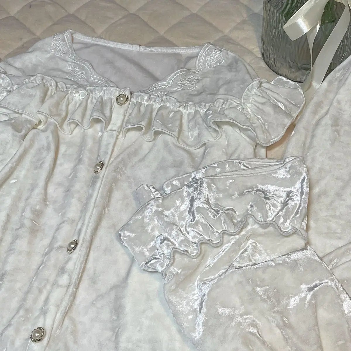 Soft Velvet Pajama Set Women Loose Home Wear Sleeping Velour Autumn Winter New Warm Sleepwear Female Nightie Ins Underwear.