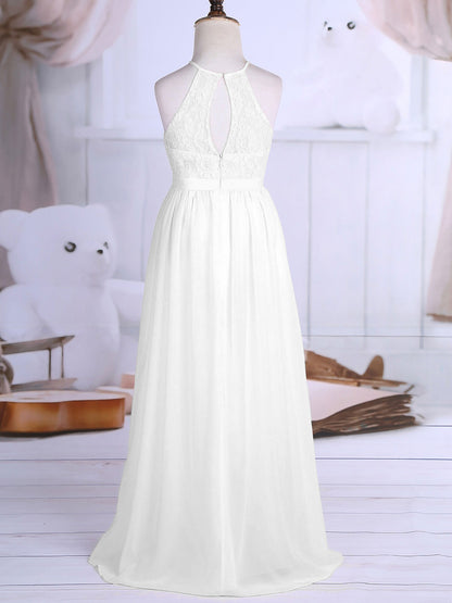 Sommer Mode Blume Mädchen Kleid Hochzeit Geburtstag Party Kinder Lange Kleid Vestido Elegante Halter Neck Floral Spitze Prinzessin Kleid