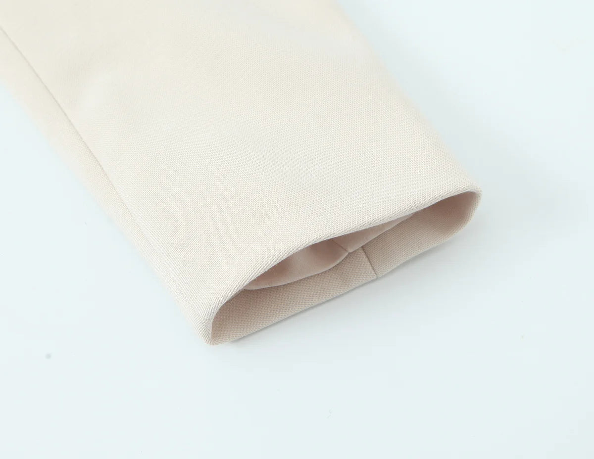 HH Women Solid Pant Set Long Sleeve O-Neck Double-Breasted Blazers+High Waist Chain Matching Side Zipper Trousers Sets