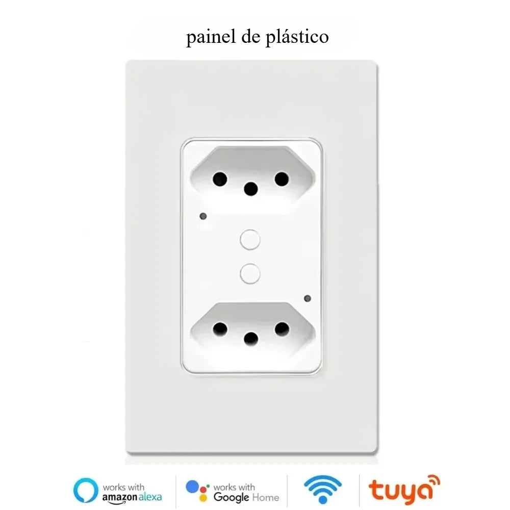 Melery Brasilien WiFi Smart Leben Dual Wand Steckdose Tuya Elektrische Stecker Outlet PC/Glas Touch Panel Alexa Dot Google hause Assistent.