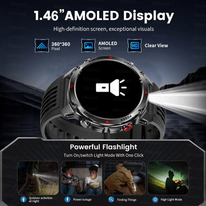 2025 New Military T-Rex 3 GPS Sports SmartWatch Compass Altimeter IP69K Waterproof Battery Call heart rate Fitness Bracelet Men.