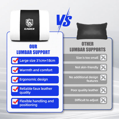 Daccormax Ergonomischer Gaming-Stuhl mit verstellbarer Lordosenstütze und Kopfstütze, Design mit hoher Rückenlehne + faltbarer Fußstütze für PC-Gamer