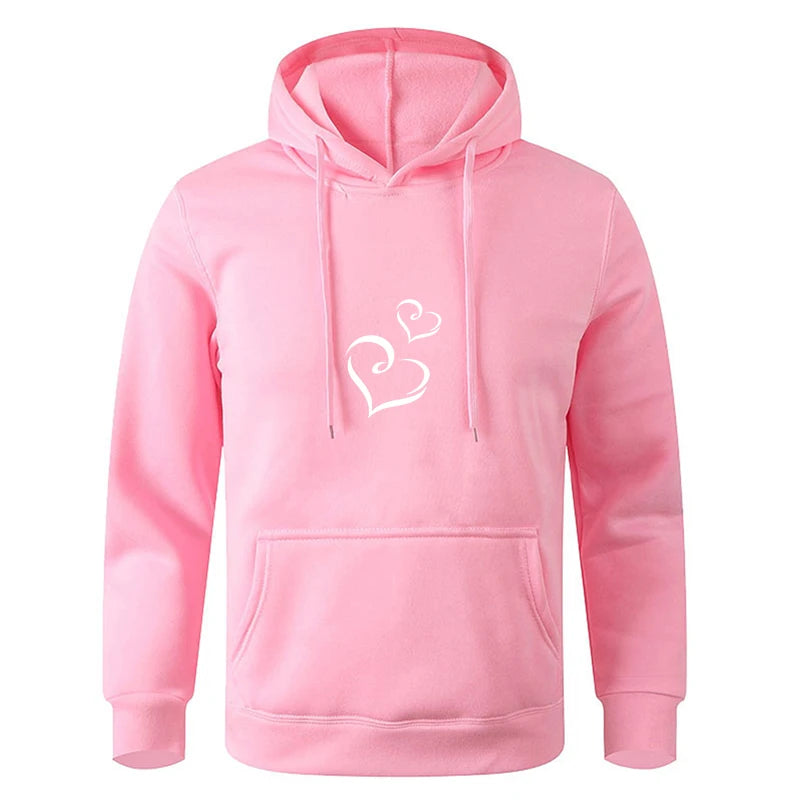 Autumn Fleece Solid Color Korean Fashion Drawstring Pockets Finger Heart Hooded Long Sleeve Loose Hoodie Sweatshirts Top.