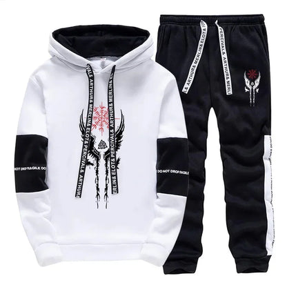 Mens Tracksuit Printed Casual Sweatshirts Sweatpants Single Piece Versatile Hoodie Pants Gym Sports Jogging Mens Clothing 2025.