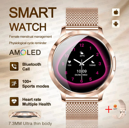 New Women Smart Watch 1.32"Ultra-thin AMOLED HD Screen Sport Fitness Bracelet Custom Watch Face Bluetooth Call Luxury Smartwatch