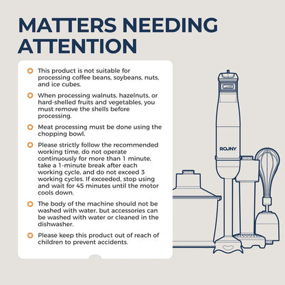 Electric Hand Held Stick Blender 6-in-1 Multi-Purpose Immersion Hand Blender,Stainless Steel Blades,Home & Kitchen,MAX 1500W.