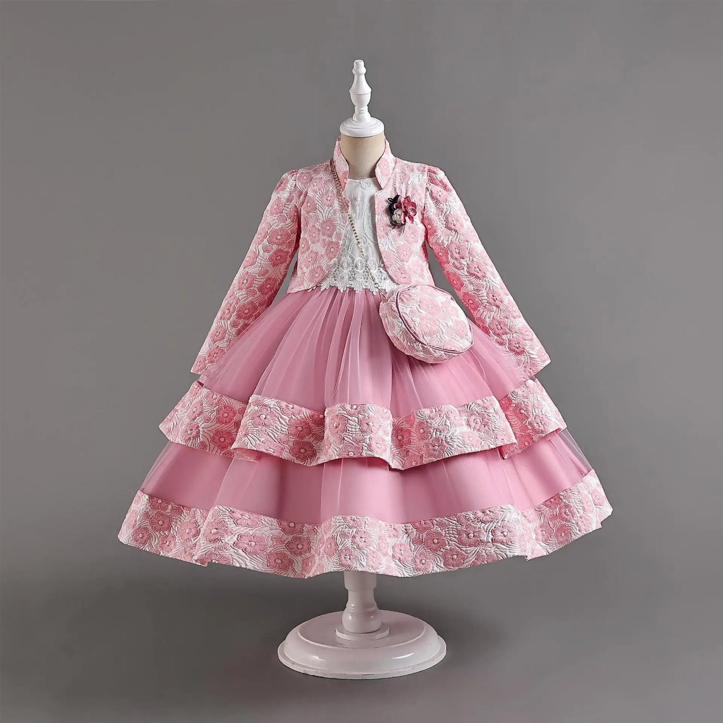 Neues Mädchenkleid, zweiteiliges Set, 3–10 Jahre alt, wunderschönes Weihnachts-Performance-Kleid, Herbst-Party-Abschlussballkleid für Mädchen.