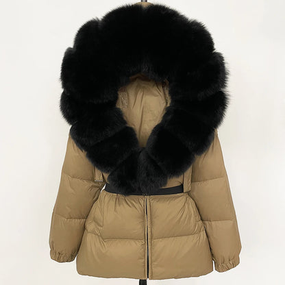 OFTBUY 2025 Winter Kleidung Puffer Jacke Frauen Echt Fox Pelz Mit Kapuze Dicke Warme 90% Weiße Ente Unten Mantel Weibliche Parkas wasserdicht.
