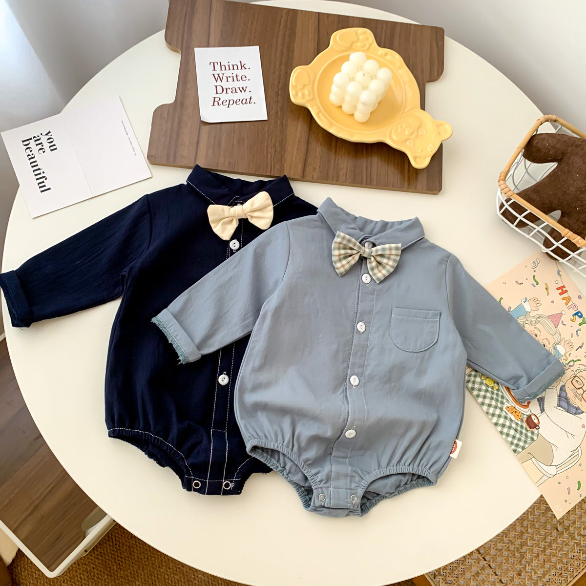 Neugeborenen Baby Prinz Sommer volle Hülse Fliege Gentleman Stil Outfits Infant Kinder Overalls Baumwolle Kleidung Mode Bodys.