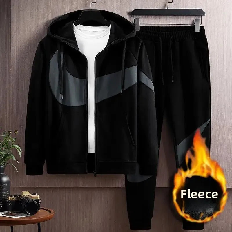 Autumn Winter Loose Hooded Long Sleeve Zipper Jacket Pants Trendy Set Men's Clothing New Hot Sale Of The Season Style Casual Out