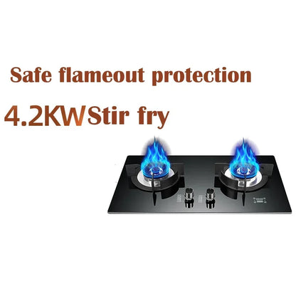 DC330 Gas Stove Household Desktop Embedded Double Stove Natural Gas Liquefied Gas Stove/Toughened Glass Panel.