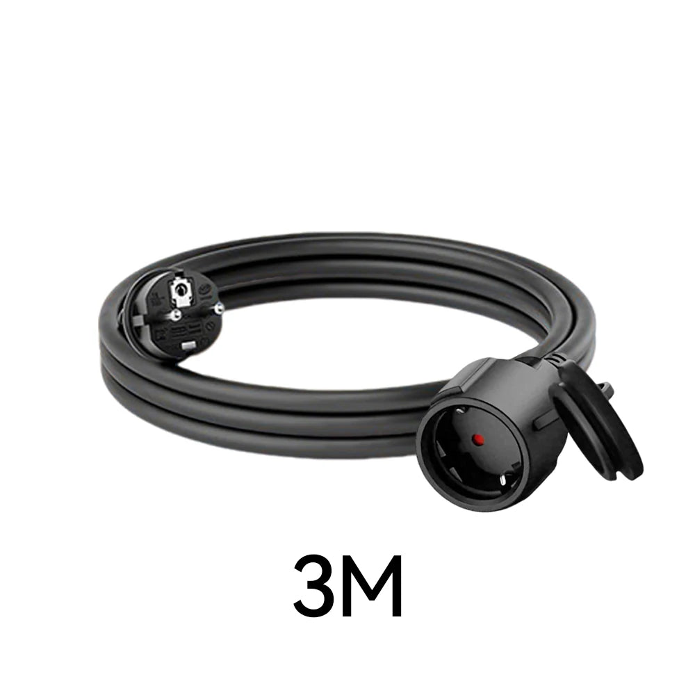 IP44 Waterproof Extension Cord for Outdoor, 3m/5m/10m Schuko Power Cable, 2500W with Seal Cap, Camping Garden Use, white/black.