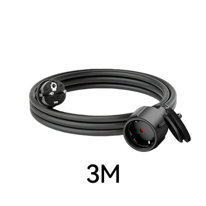 IP44 Waterproof Extension Cord for Outdoor, 3m/5m/10m Schuko Power Cable, 2500W with Seal Cap, Camping Garden Use, white/black.