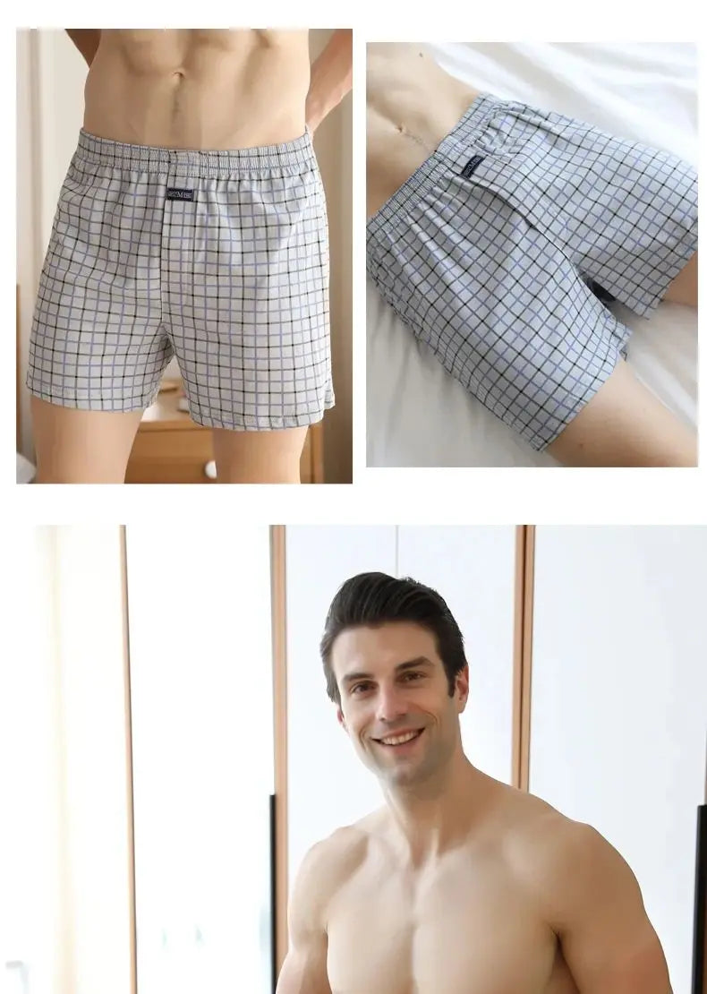 Plus Größe M-3XL männer Aro Hosen Baumwolle Gitter Unterwäsche Lose Hohe Taille Sommer Dünne Atmungsaktive Hause Shorts Beutel Unterhose