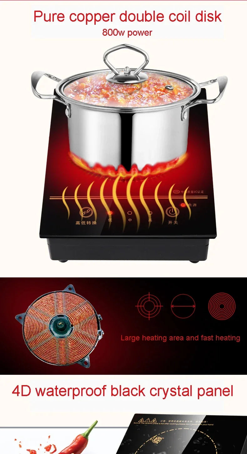 Mini Electric Magnetic Induction Cooker Wire control Embedded Hotpot Hob Burner Waterproof hot pot Tea Boiler Stove Cooktop 800W.