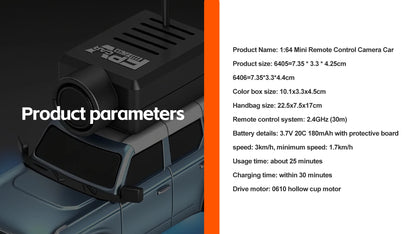 WLtoys 1/64 Mini RC Car with 720P FPV Camera Wifi APP Control 2.4G Reomte Contorl Racing Vehicle Toy for Children 6405 6406.