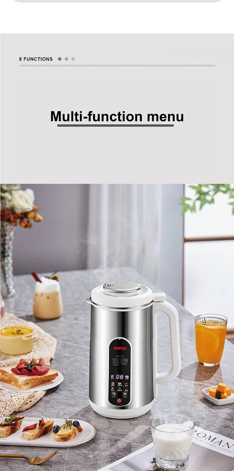 110V/220V Soy Milk Machine Electric Juicer Multifunctional Wall Breaking Machine Kitchen Auto Heating Rice Paste Machine 1200ml.