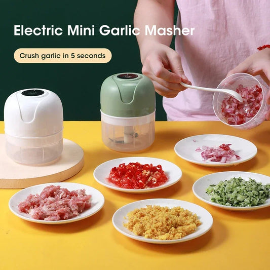 Electric Garlic Purer 250ML Mini Electric Garlic Chopper USB Charging Ginger Vegetable Cutter Food Chopper Kitchen Tools.