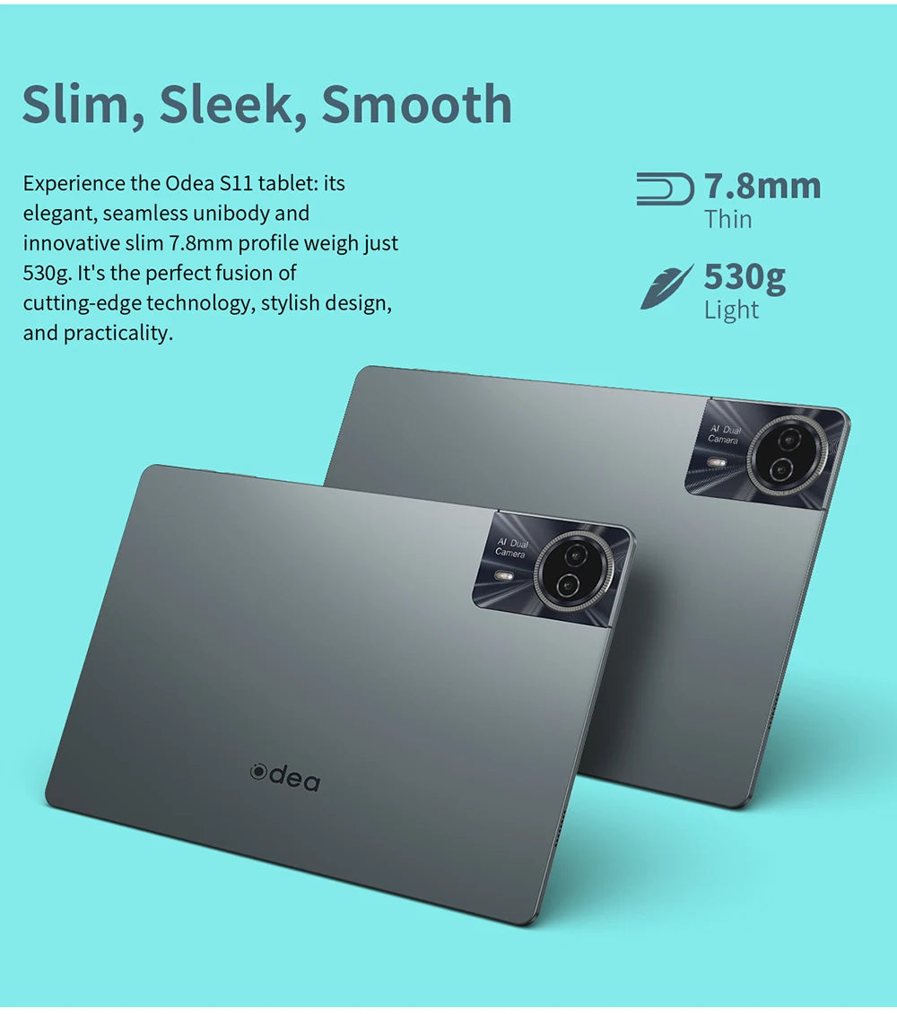 ODEA S11 Android 14 Tablet with 11" IPS 1920x1200 T606 8 Core CPU Max 16GB RAM 256GB ROM 4G LTE type C 8000mAh Widevine L1.