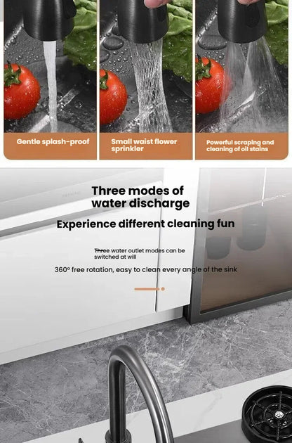 Gray Large Single Slot Stainless Steel Kitchen Sink Multifunctional Wash Dish Basin Nano Honeycomb Embossed Undermount Basin