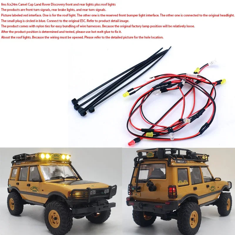 LED 5V Lighting Upgrade System Front and Rear Lamp for 1/24 RC Crawler Car FMS FCX24M Camel Cup Discovery Range Rover Parts.