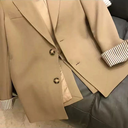 Casual Blazer for Women Korean Elegant Office Ladies Single Breasted Suit Jacket Y2K Autumn Loose Streetwear All Match Outerwear.