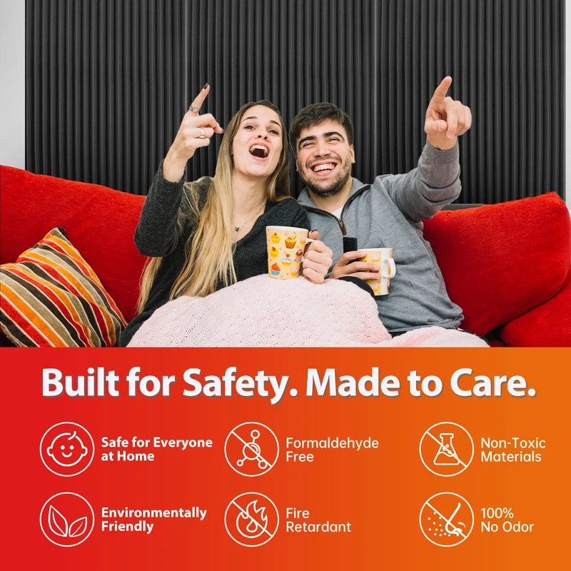 TOUO Wedge Soundproof Acoustic Foam Panels 47.2"x23.6" 1-4Pack Noise Absorbing Wall Tiles for Bedroom Music Room Studio