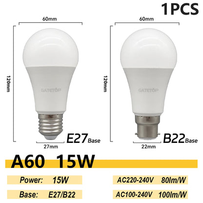 1/10PCS Energiesparlampe E27 B22 Lampen A60 A80 AC220V 230V 110V LED-Licht 20W 18W 24W für Home Derection Wohnzimmerbeleuchtung
