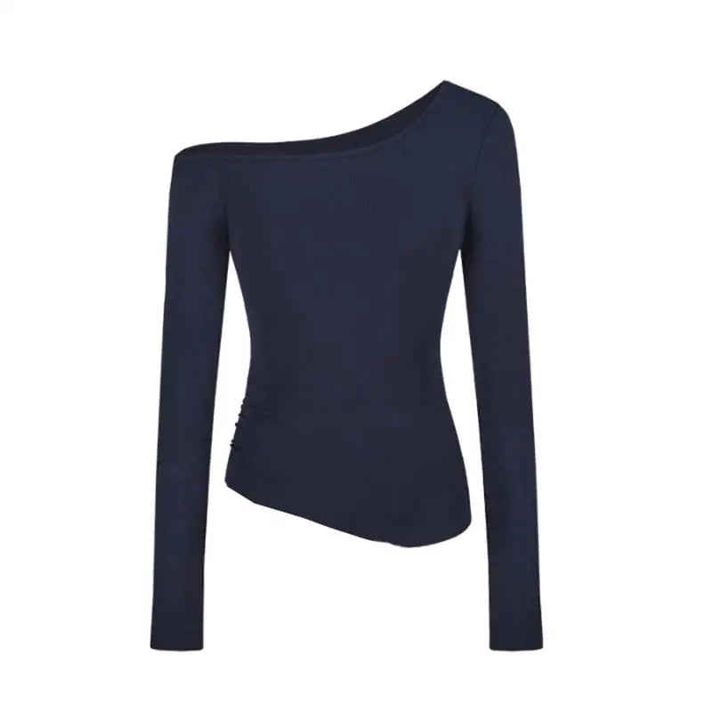 Vintage Solid Off Shoulder T Shirt Women Autumn Sexy Slash Neck tshirts Cotton Long Sleeve Chic Irregula Streetwear Slim Top Y2k