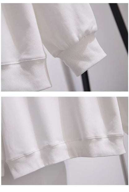 175 kg Plus Size Damen Büste 170 Frühling Herbst Lose Brief Kapuzenpullover Sweatshirt Schwarz Rot Weiß 4XL 5XL 6XL 7XL 8XL 9XL.