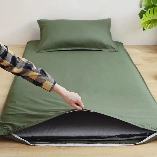 WASART 360° fully enclosed with zipper mattress protector cover couple/student single double bed sheet protection pad king size.