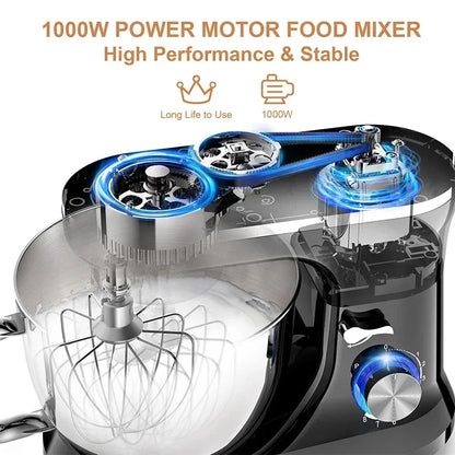 3in1 Multifunctional Chef Machine Kitchen Food Processor Stand Cream Egg Whisk Mixer Blender Cake Dough Bread Maker Machine.