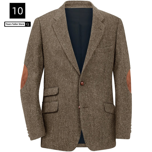 Men's Blazer Herringbone Single Breasted Casual Elegant Man Suit Jackets Coat Men's Stage Clothing Clothing-for-men Male Clothes.