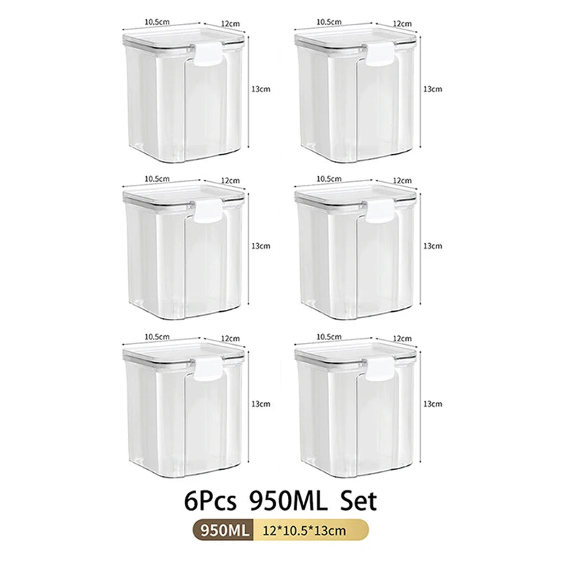 Large Capacity Waterproof Transparent Sealed Jar Multi-size Scene Kitchen Candy Dried Grain Storage With Lid Fridge Storage Tank