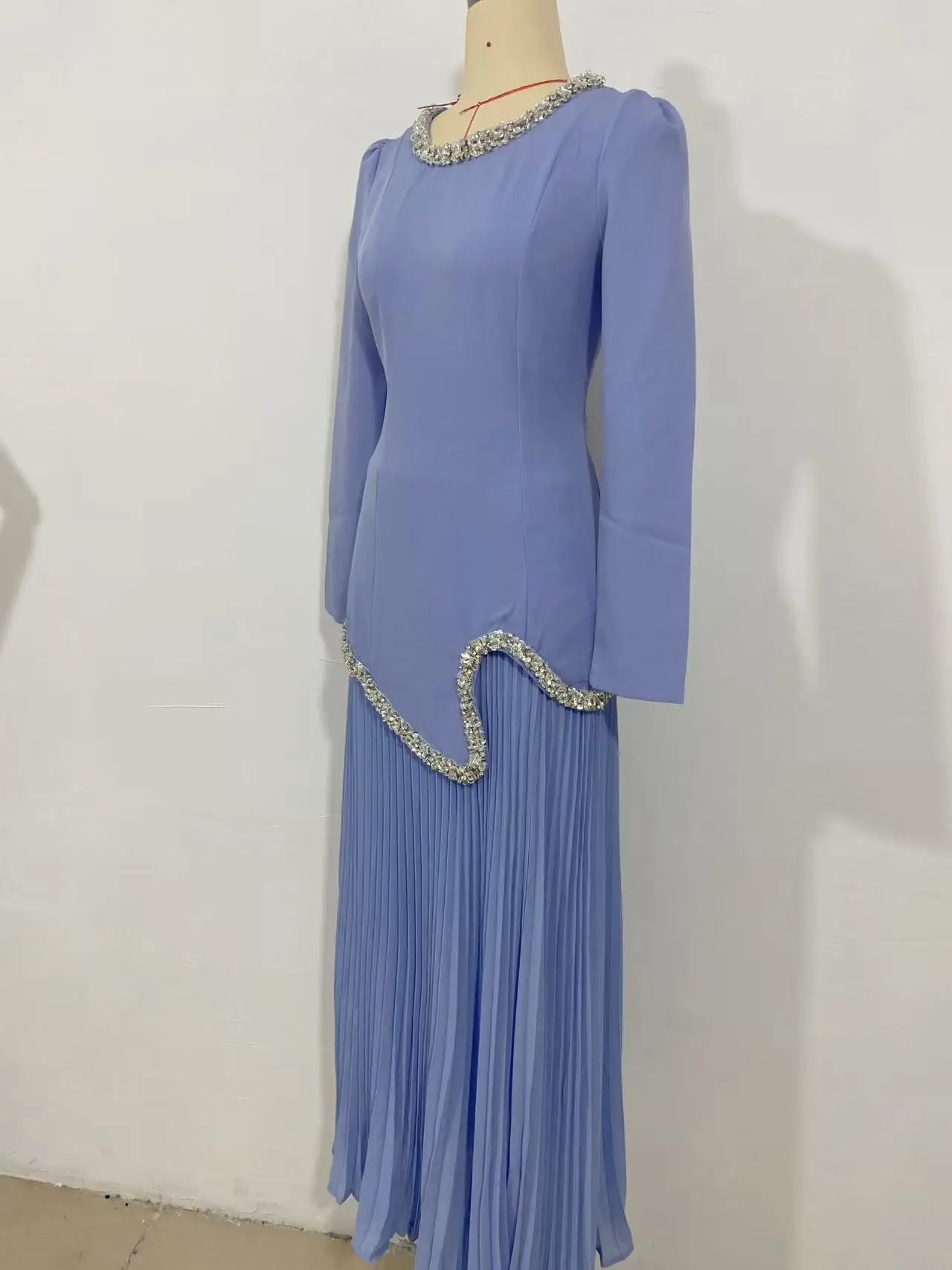 Eid Women Dress Muslim Abaya Pleated Shirt Skirt 2 Piece Set Diamond Party Ramadan Long Dresses Vestidos Largos Arab Long Robe.