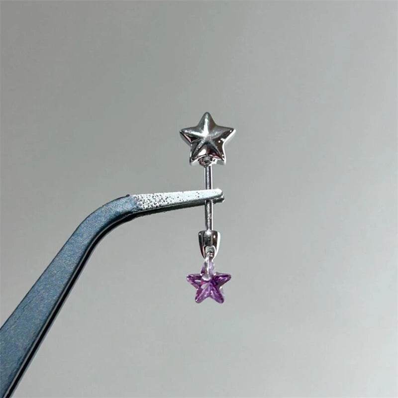 1 PCS Thorn Love Heart Water Droplet Zircon Ear Bone Nail 316L Medical Titanium Steel Earrings for Women Y2K Punk Jewelry.