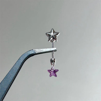 1 PCS Thorn Love Heart Water Droplet Zircon Ear Bone Nail 316L Medical Titanium Steel Earrings for Women Y2K Punk Jewelry.