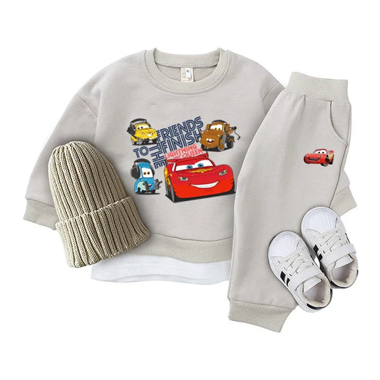 Korean Baby Clothing Sets Spring Autumn Toddler Boy Girl Cartoon Car Lightning Mcqueen Tracksuit Pullover Pants 2PCS Suit Outfit.