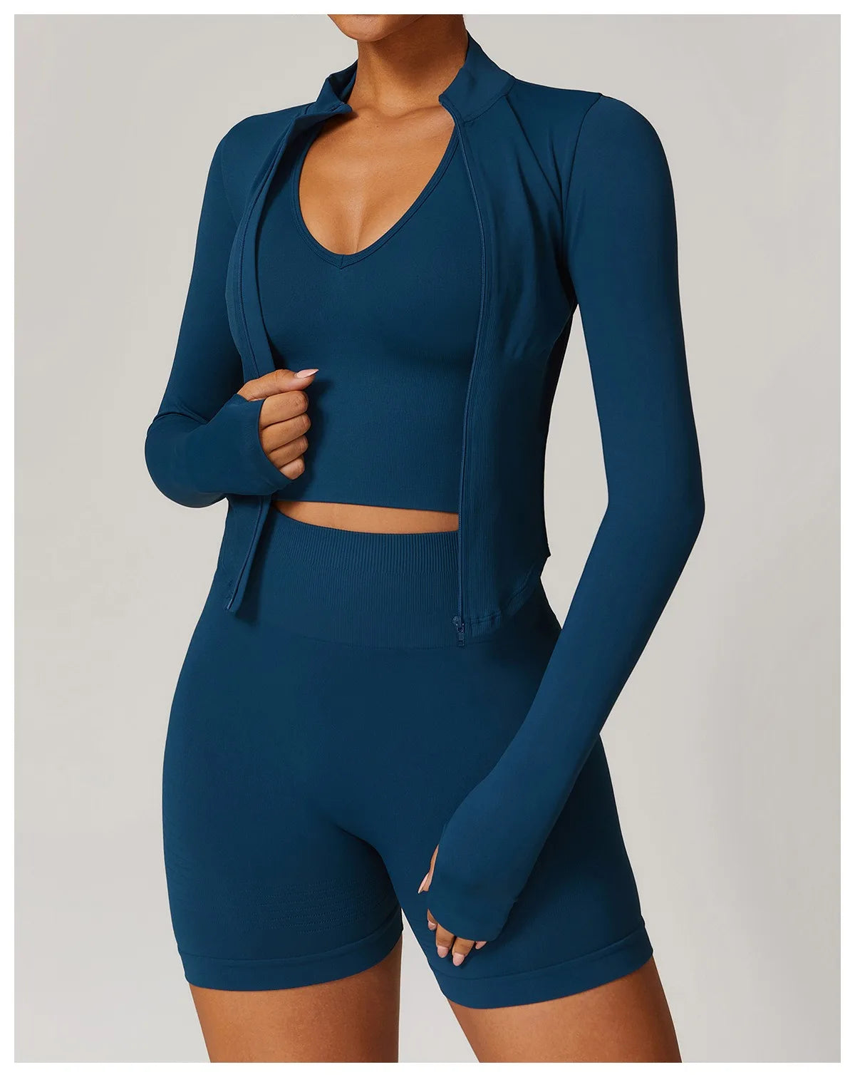 Ctenkevet Women Slim High Neck Jacket Sports Suit Female Two Piece Yoga Clothes Sport Outfit For Woman Buttock Lift Sports Suit.